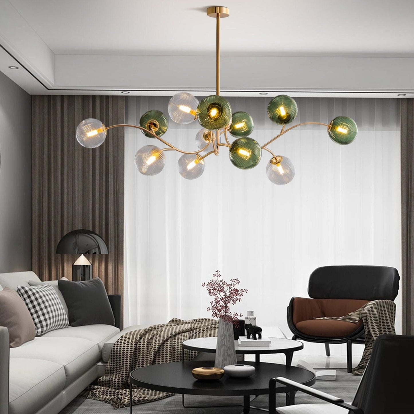Glass Magic Bean Molecular Creative Branch Arm  Chandelier