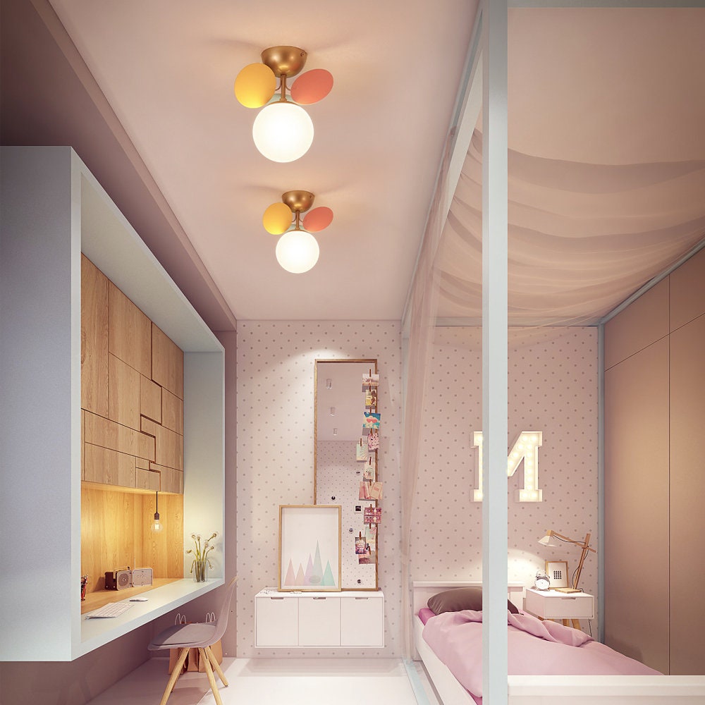 Modern Macaron Petal Ceiling Light - Colorful Kids Room Flush Mount