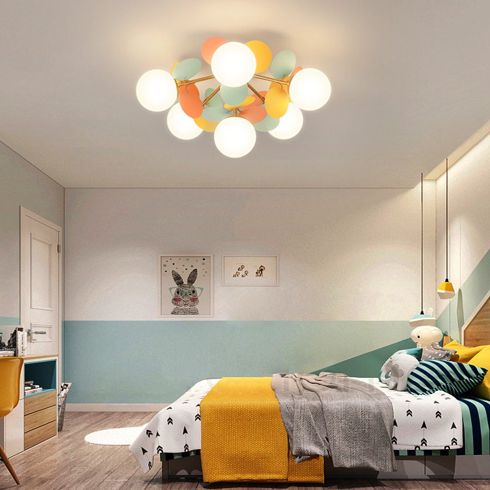 Modern Macaron Petal Ceiling Light - Colorful Kids Room Flush Mount
