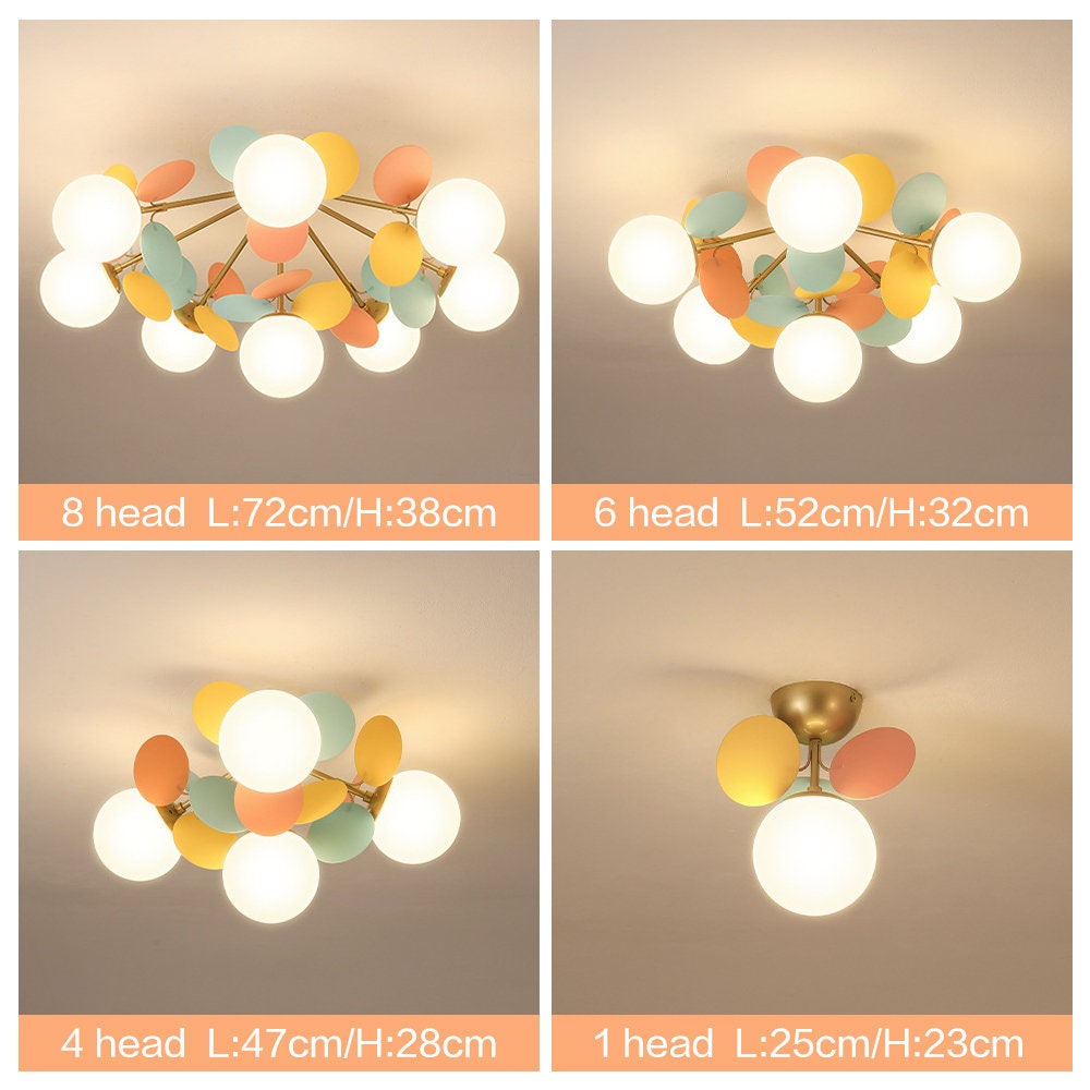 Modern Macaron Petal Ceiling Light - Colorful Kids Room Flush Mount