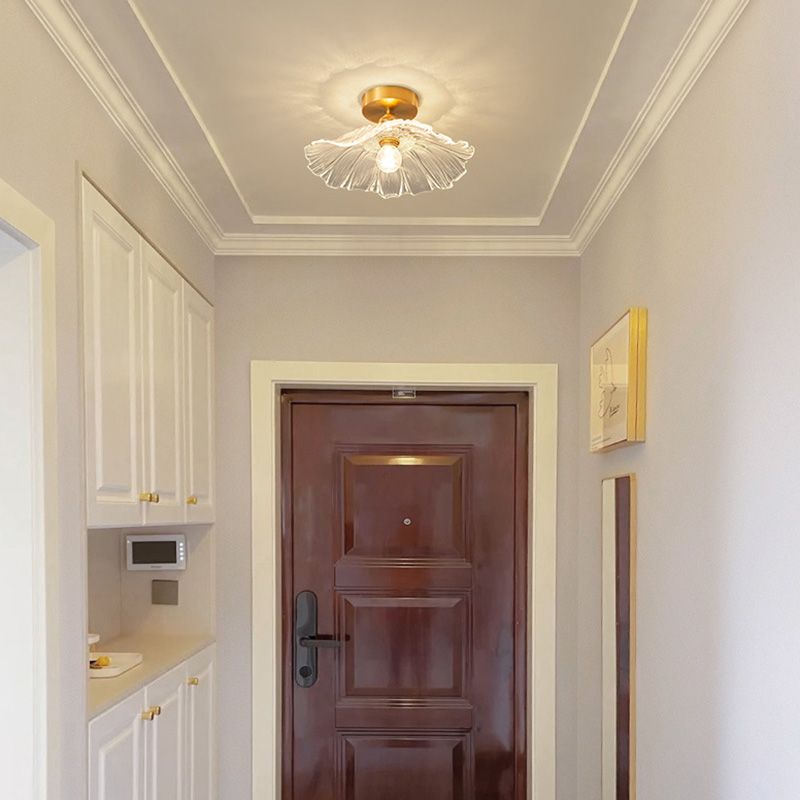 Vintage Gold Glass Flower Living Room Ceiling Light for Hallway