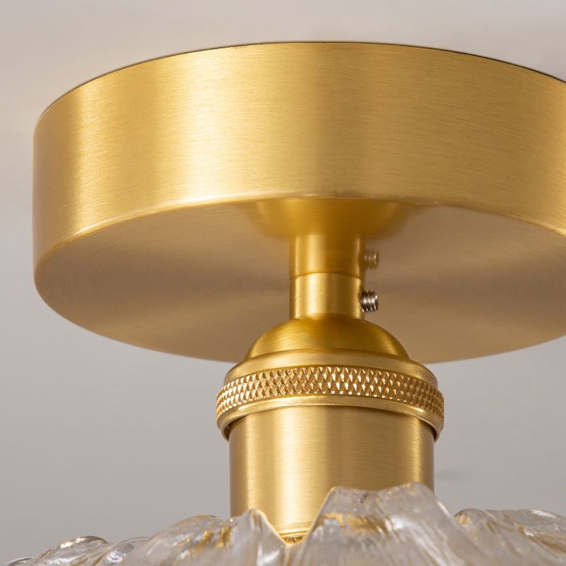 Vintage Gold Glass Flower Living Room Ceiling Light for Hallway