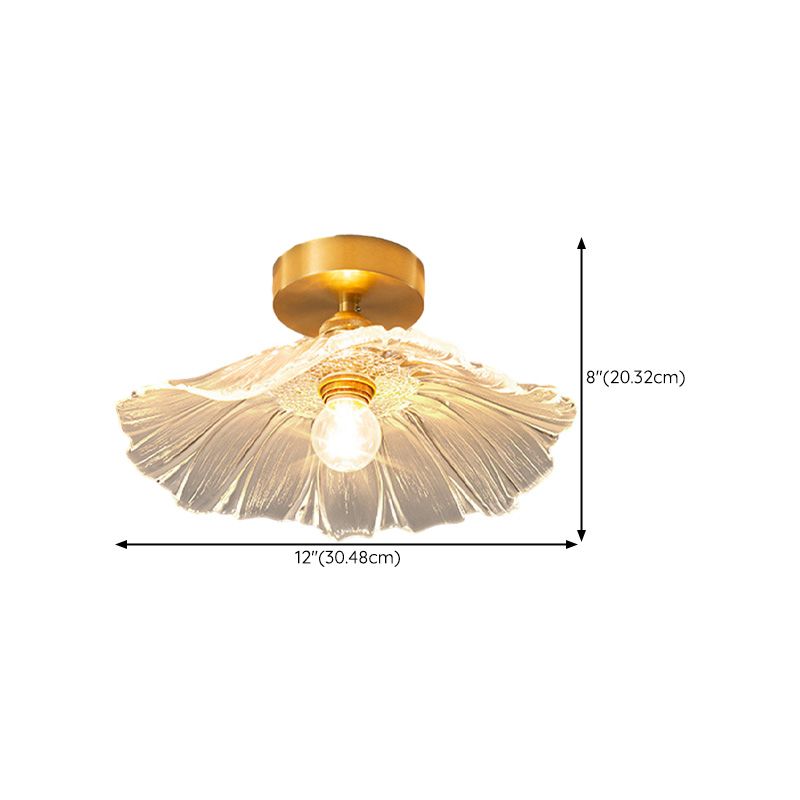 Vintage Gold Glass Flower Living Room Ceiling Light for Hallway