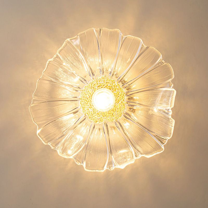 Vintage Gold Glass Flower Living Room Ceiling Light for Hallway