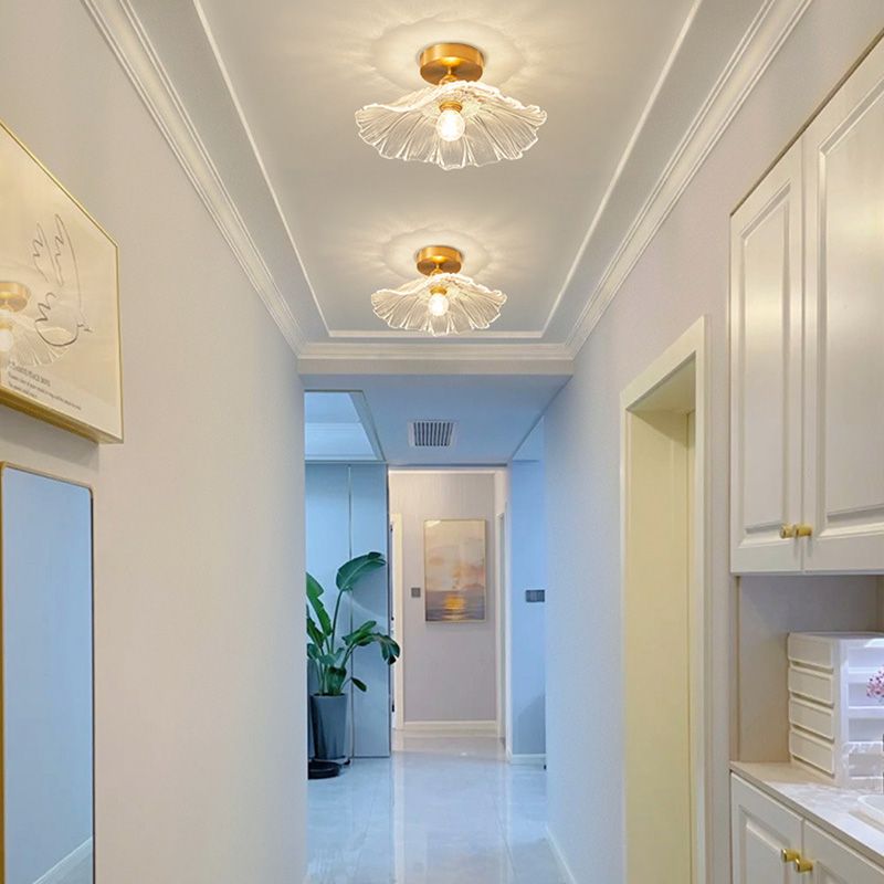 Vintage Gold Glass Flower Living Room Ceiling Light for Hallway