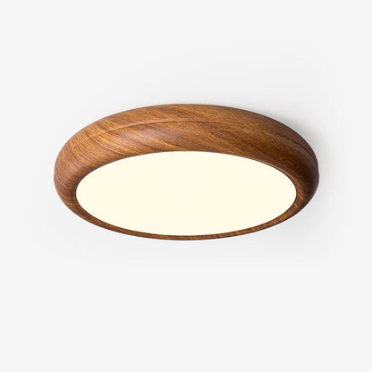 Wood Grain Round Living Room Ceiling Lamp