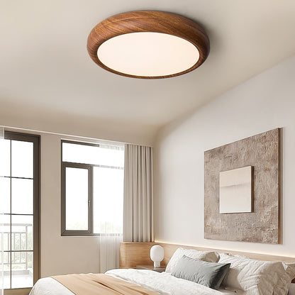 Wood Grain Round Living Room Ceiling Lamp