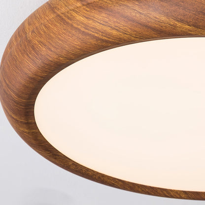 Wood Grain Round Living Room Ceiling Lamp