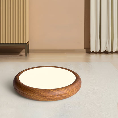 Wood Grain Round Living Room Ceiling Lamp