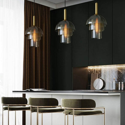 Double Glass Dome Kitchen Pendant Chandelier