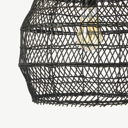 Basket Rattan Woven Pendant Light Shades Black
