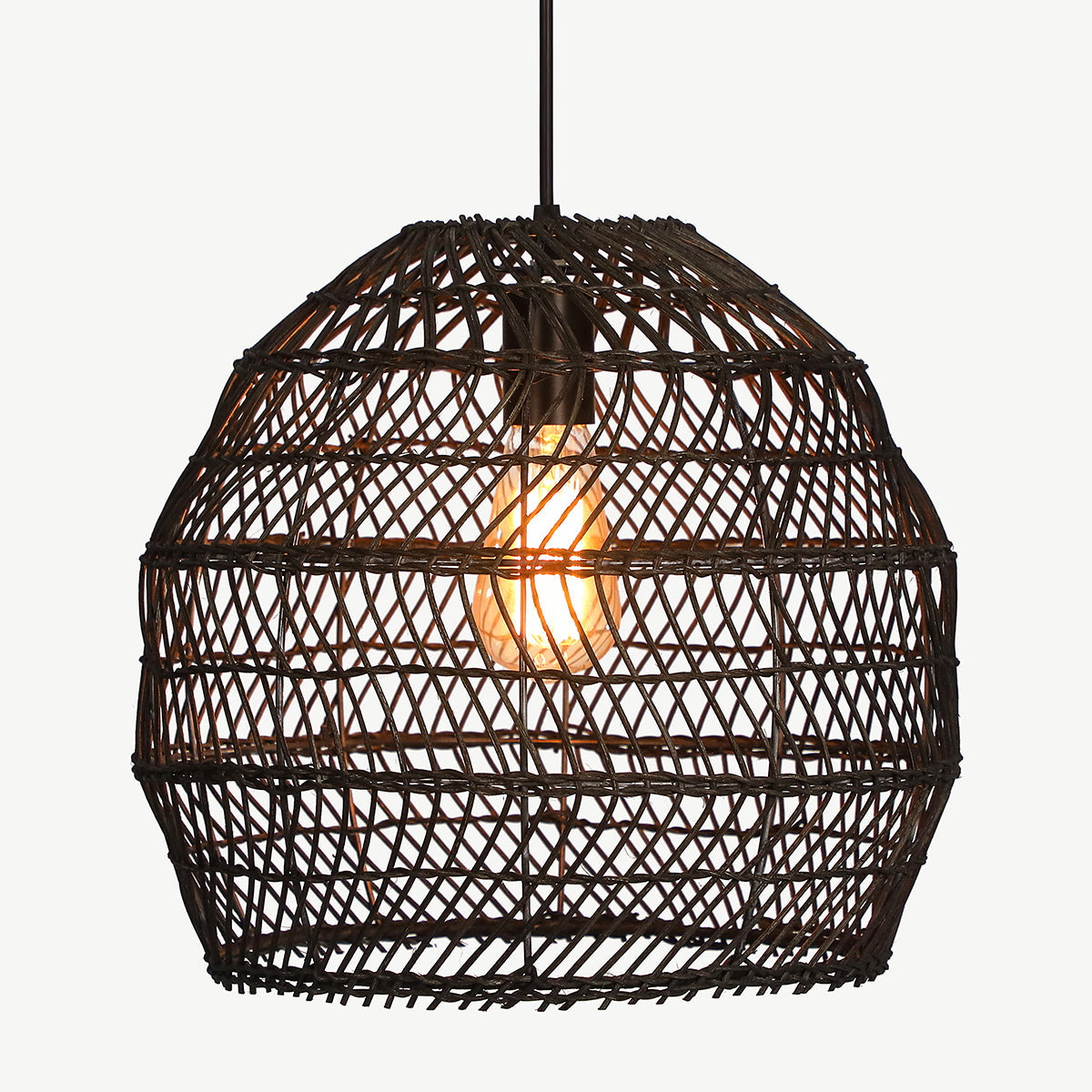 Basket Rattan Woven Pendant Light Shades Black-[Modern pendant lighting for bedroom and living space]-Demolights UK