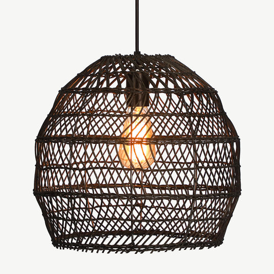 Basket Rattan Woven Pendant Light Shades Black-[Modern pendant lighting for bedroom and living space]-Demolights UK
