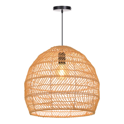 Hand-Woven Rattan Dome Pendant Light - Organic Boho Wicker Chandelier