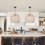 Load image into Gallery viewer, Handwoven Rattan Basket Pendant Light – Boho Coastal Ceiling Lamp