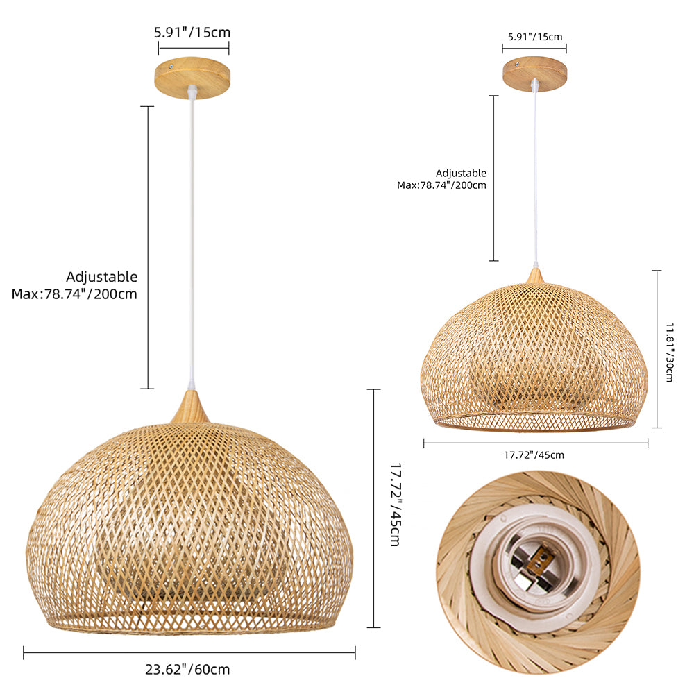 Hand-Woven Rattan Pendant Light | Natural Bamboo Ceiling Fitting