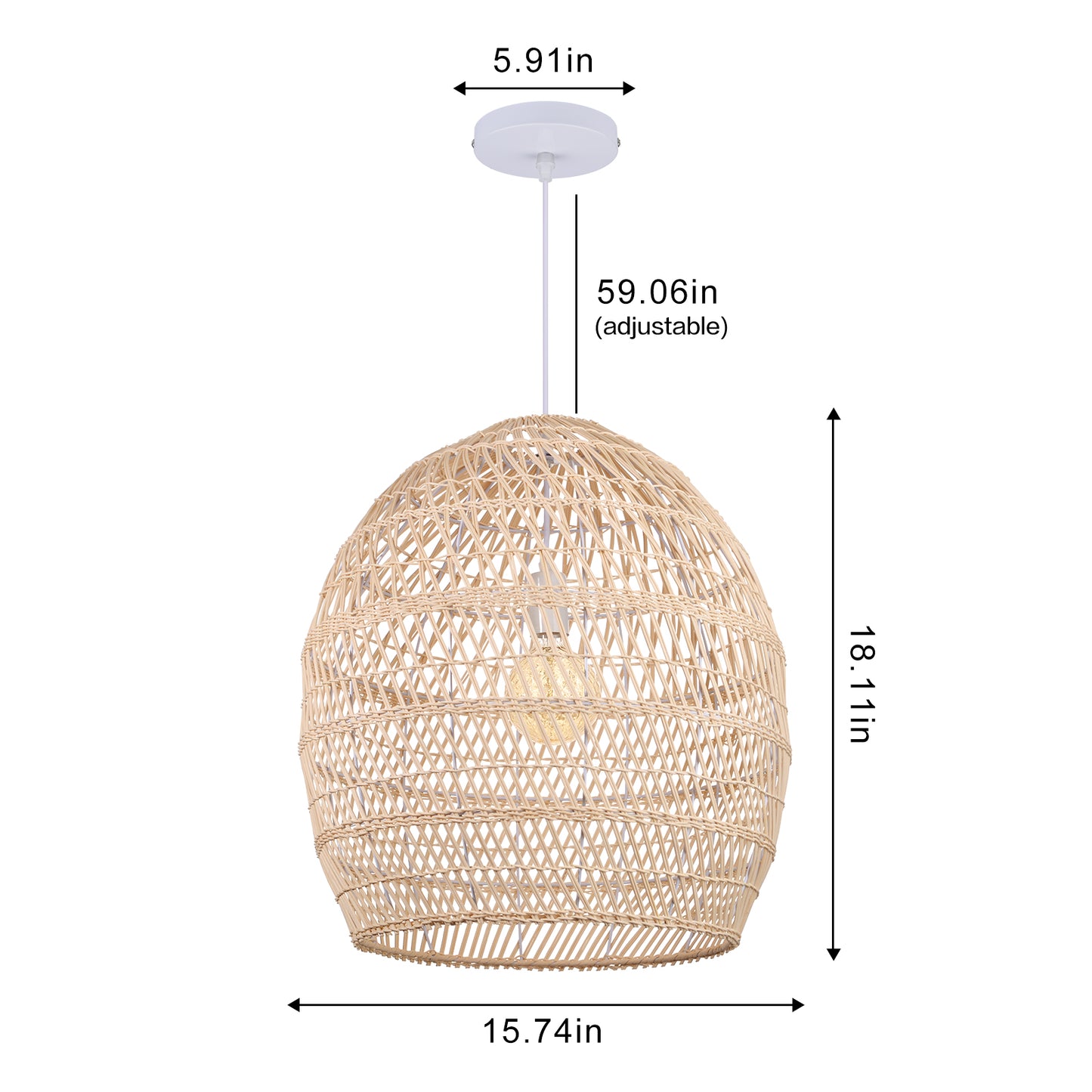 DemoLights Rattan Pendant Lampshade – Wicker Woven Hanging Light
