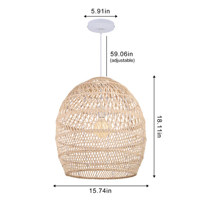 DemoLights Rattan Pendant Lampshade – Wicker Woven Hanging Light