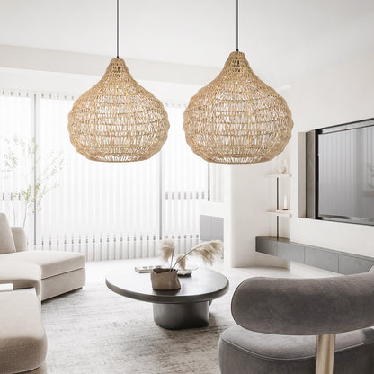 Traditional Pendant Light With Woven Shade