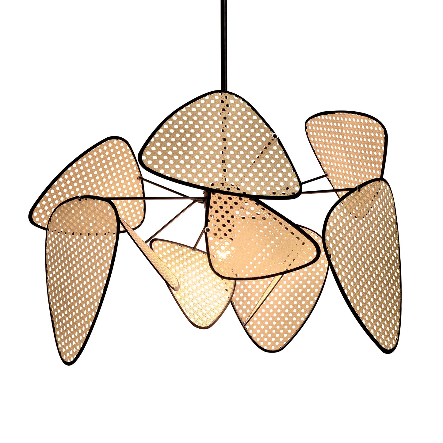 Modern Rattan Pendant Light – Artistic Multi-Leaf Woven Chandelier for Dining & Living Room