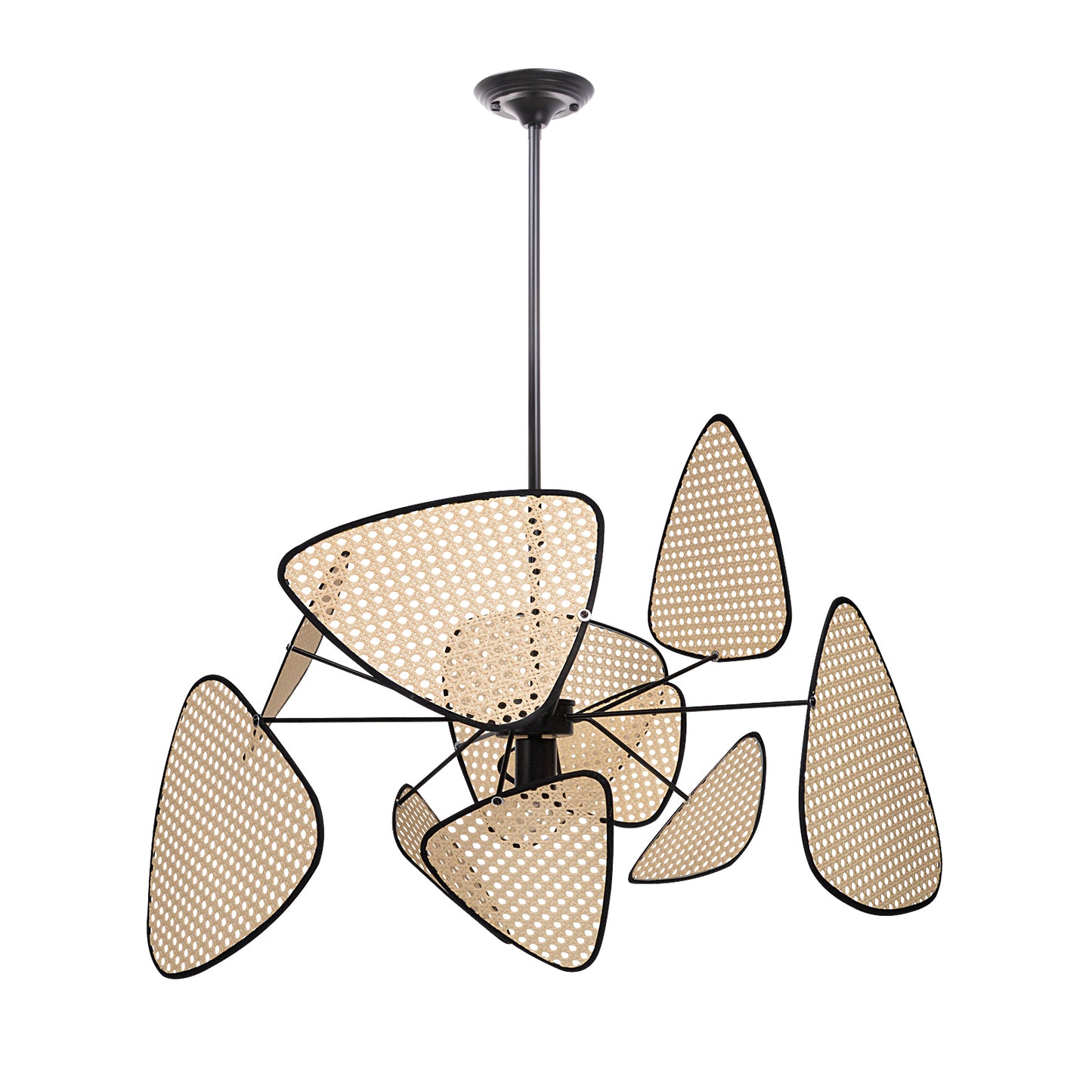 Modern Rattan Pendant Light – Artistic Multi-Leaf Woven Chandelier for Dining & Living Room