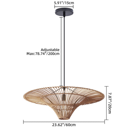 Hand-Woven Rattan Pendant Light - Large Boho Hat Chandelier for Home