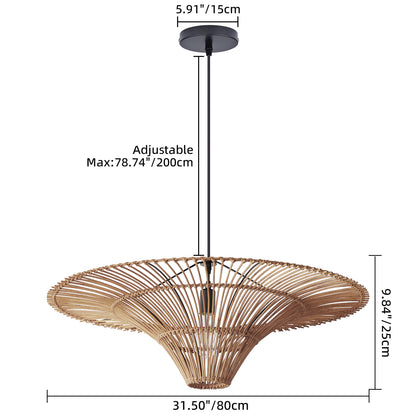 Hand-Woven Rattan Pendant Light - Large Boho Hat Chandelier for Home