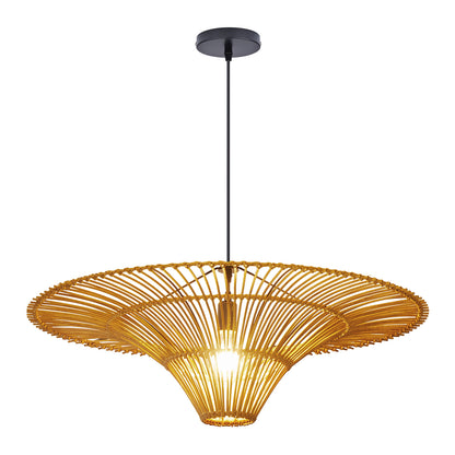 Hand-Woven Rattan Pendant Light - Large Boho Hat Chandelier for Home