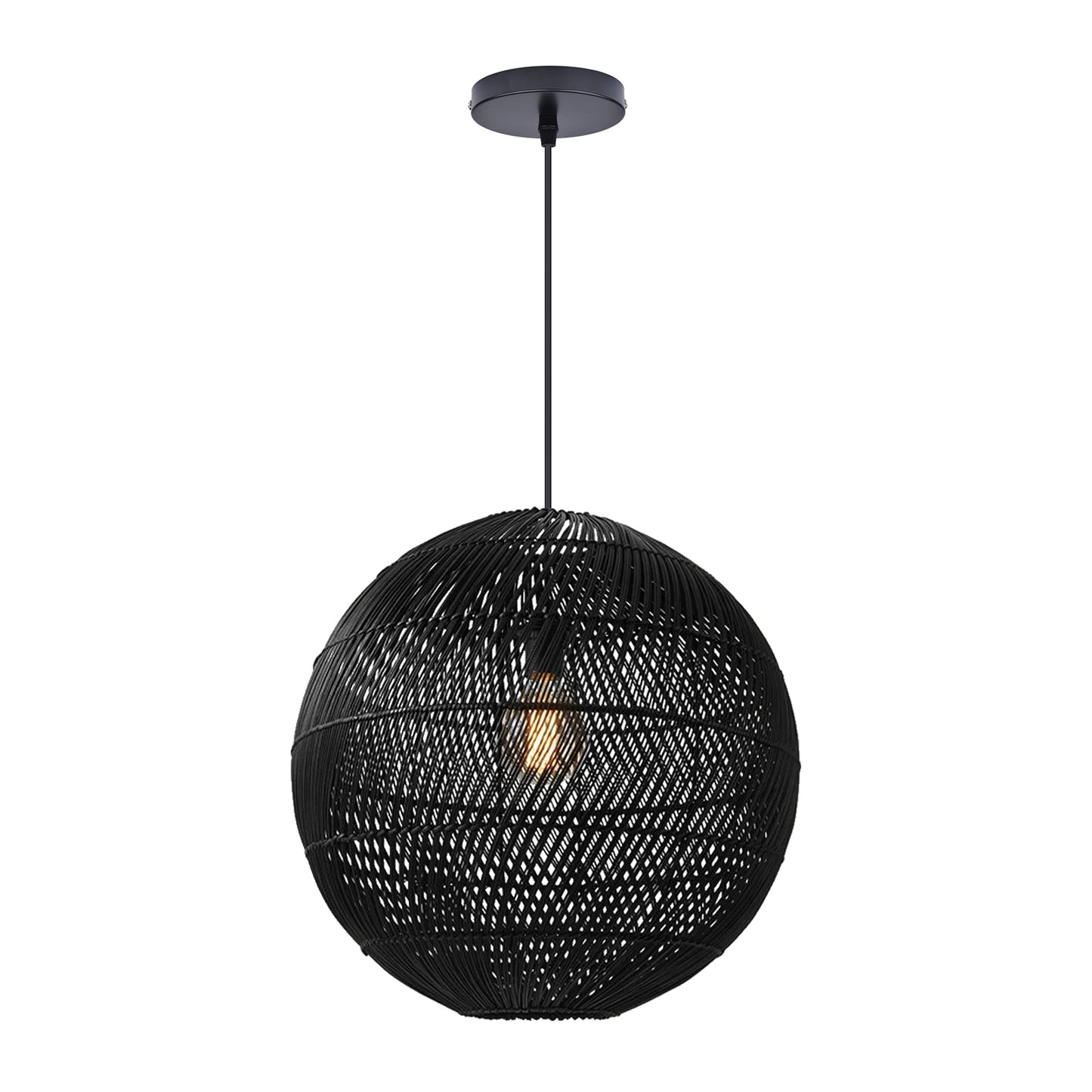 Modern Rattan Globe Pendant Light - Hand-Woven Boho Orb Chandelier