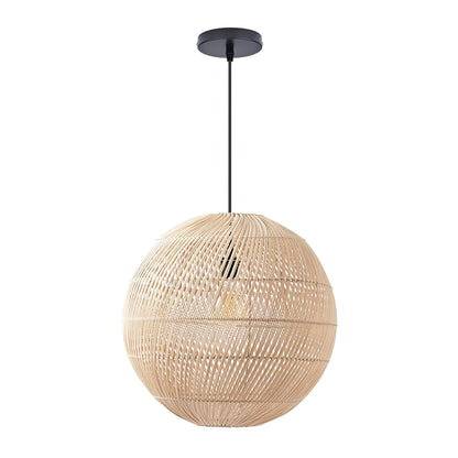 Modern Rattan Globe Pendant Light - Hand-Woven Boho Orb Chandelier