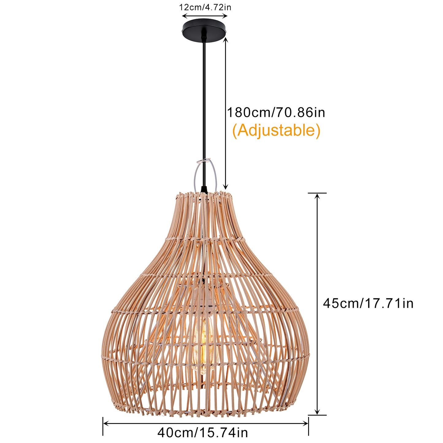 Hand-Woven Rattan Wicker Pendant Light - Japandi Gourd Chandelier