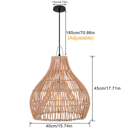 Hand-Woven Rattan Wicker Pendant Light - Japandi Gourd Chandelier