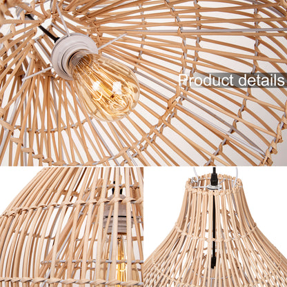 Hand-Woven Rattan Wicker Pendant Light - Japandi Gourd Chandelier