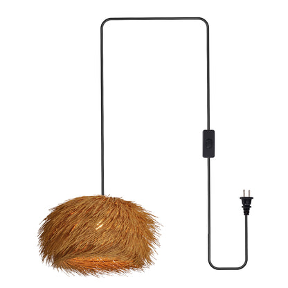 Modern Grass Tassel Pendant Light - Tropical Boho Shaggy Woven Lamp