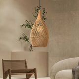 Load image into Gallery viewer, Wabi-sabi Retro Living Room Rattan Pendant Light Solid Wood Restaurant Lampshade