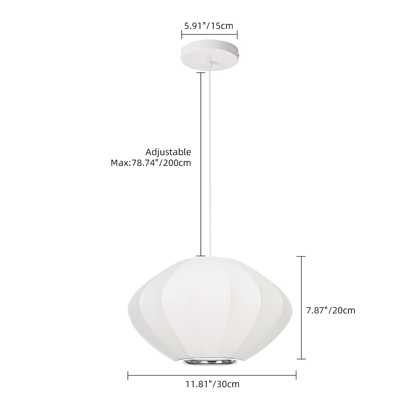 Mid-Century Modern Silk Bubble Pendant Light - Saucer Shape