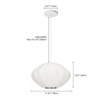 Mid-Century Modern Silk Bubble Pendant Light - Saucer Shape