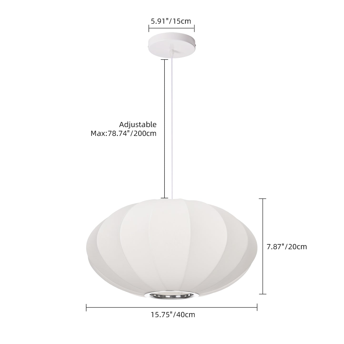 Mid-Century Modern Silk Bubble Pendant Light - Saucer Shape