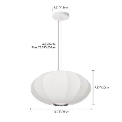 Mid-Century Modern Silk Bubble Pendant Light - Saucer Shape