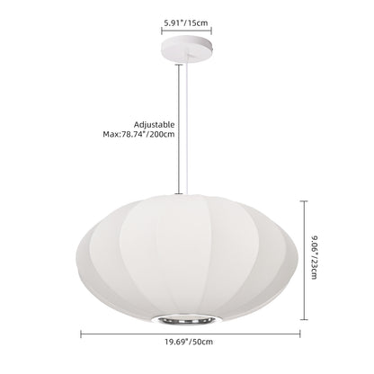 Mid-Century Modern Silk Bubble Pendant Light - Saucer Shape