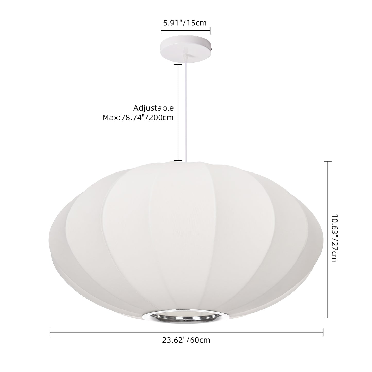 Mid-Century Modern Silk Bubble Pendant Light - Saucer Shape