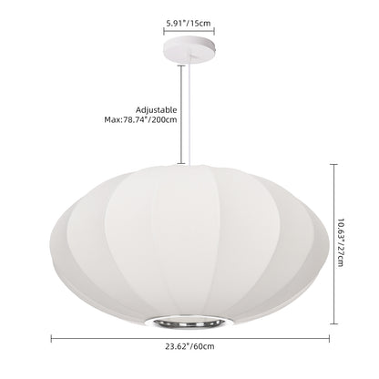 Mid-Century Modern Silk Bubble Pendant Light - Saucer Shape