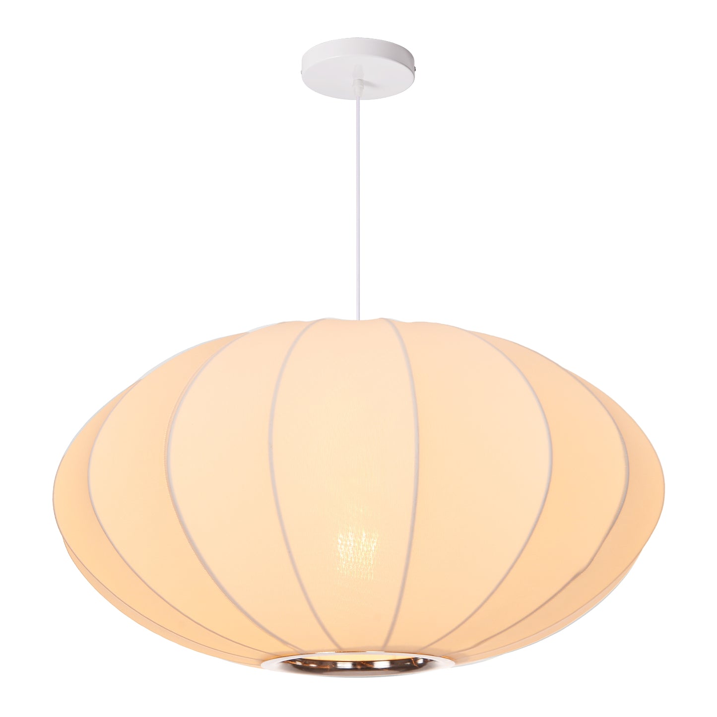 Mid-Century Modern Silk Bubble Pendant Light - Saucer Shape