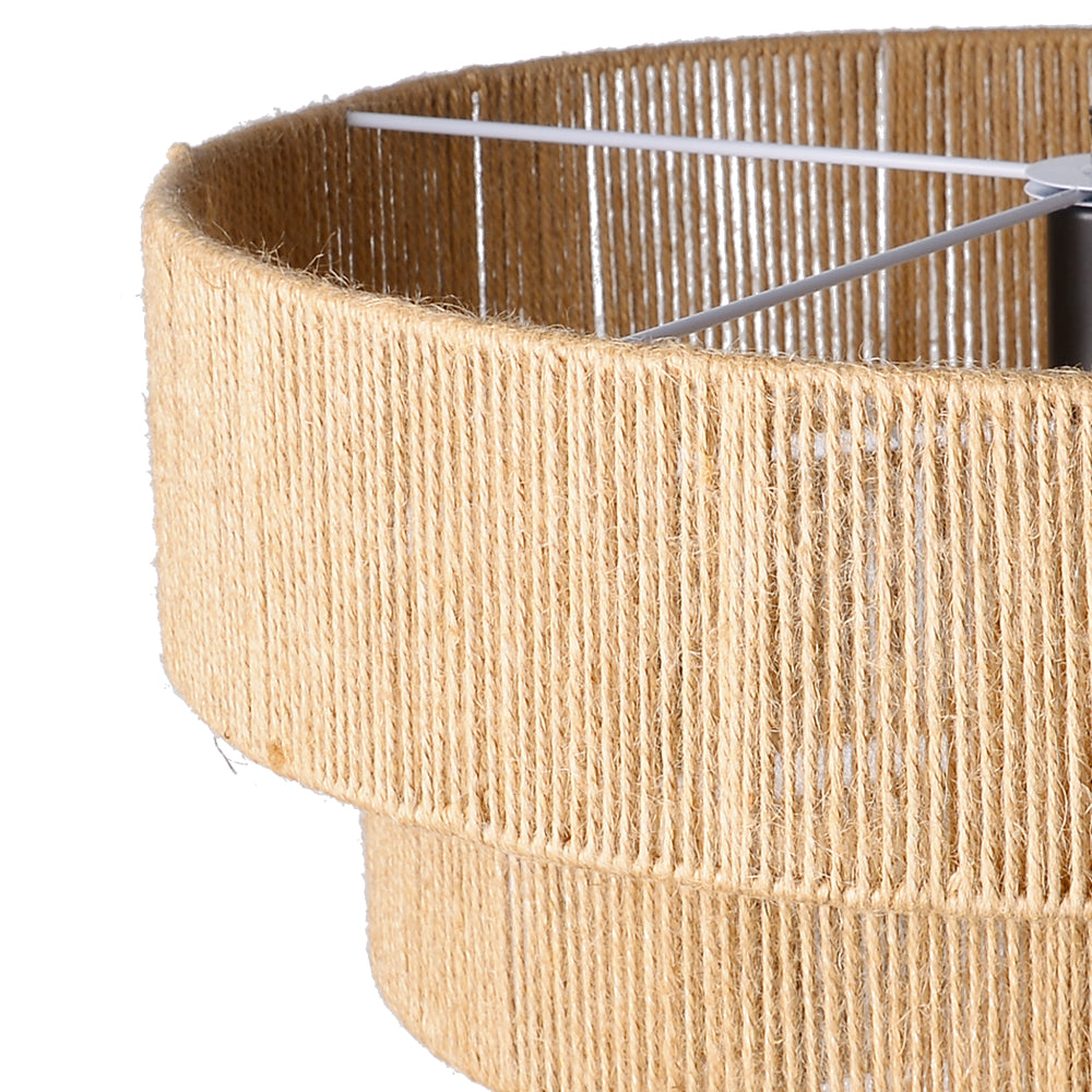 Modern 3-Tier Natural Jute Rope Chandelier - Layered Boho Drum Pendant Light
