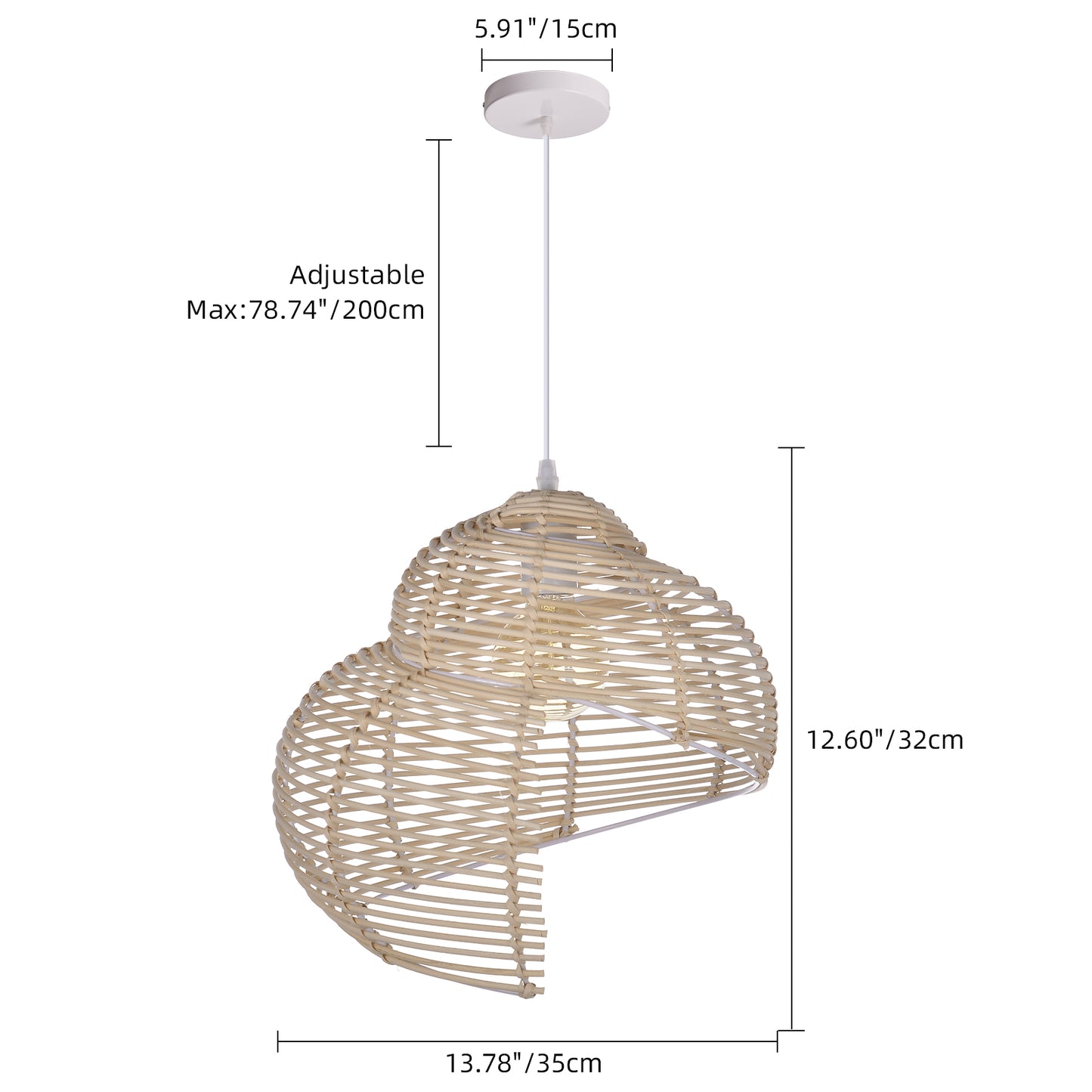 Modern Woven Rattan Ribbon Pendant Light - Japandi Abstract Swirl Lamp