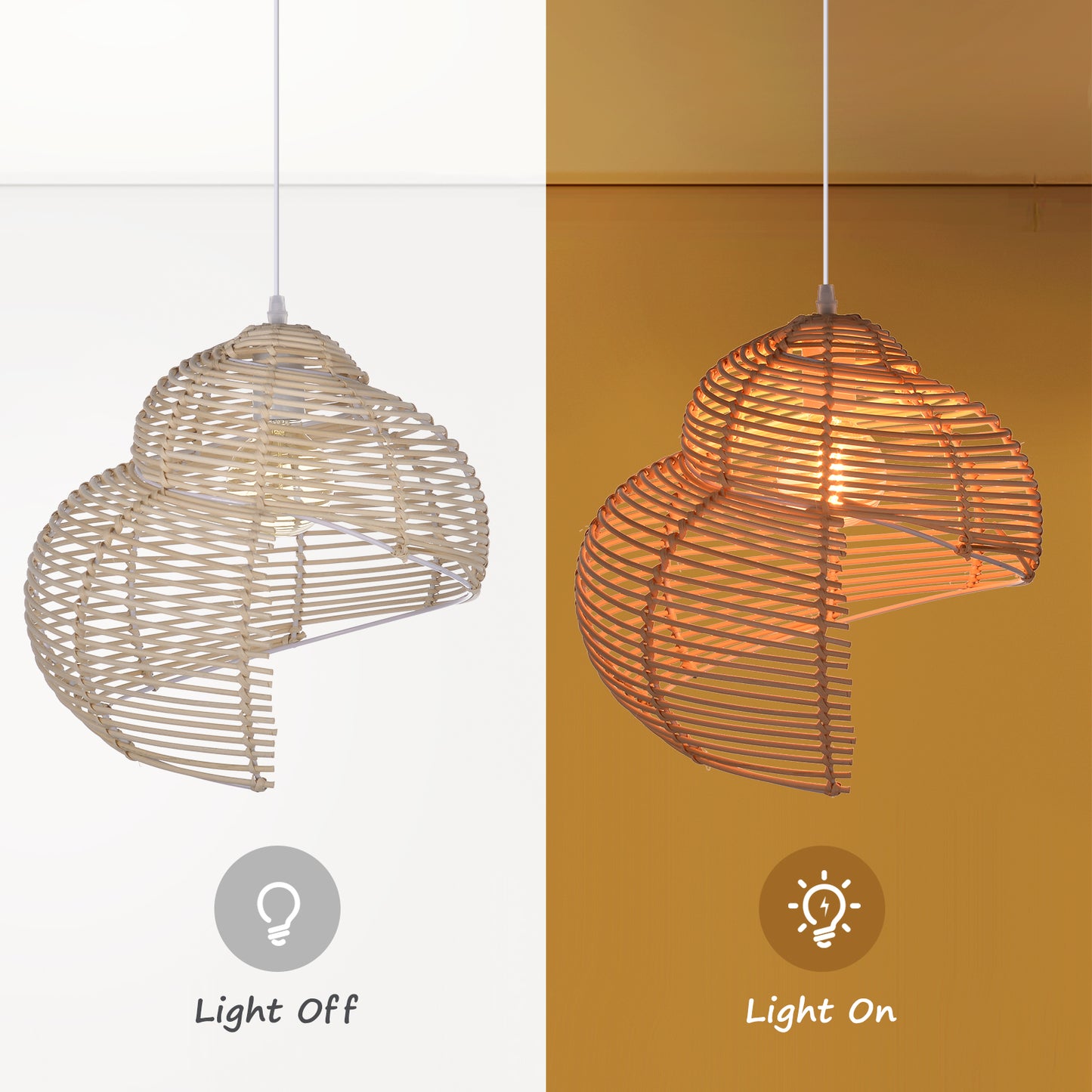 Modern Woven Rattan Ribbon Pendant Light - Japandi Abstract Swirl Lamp
