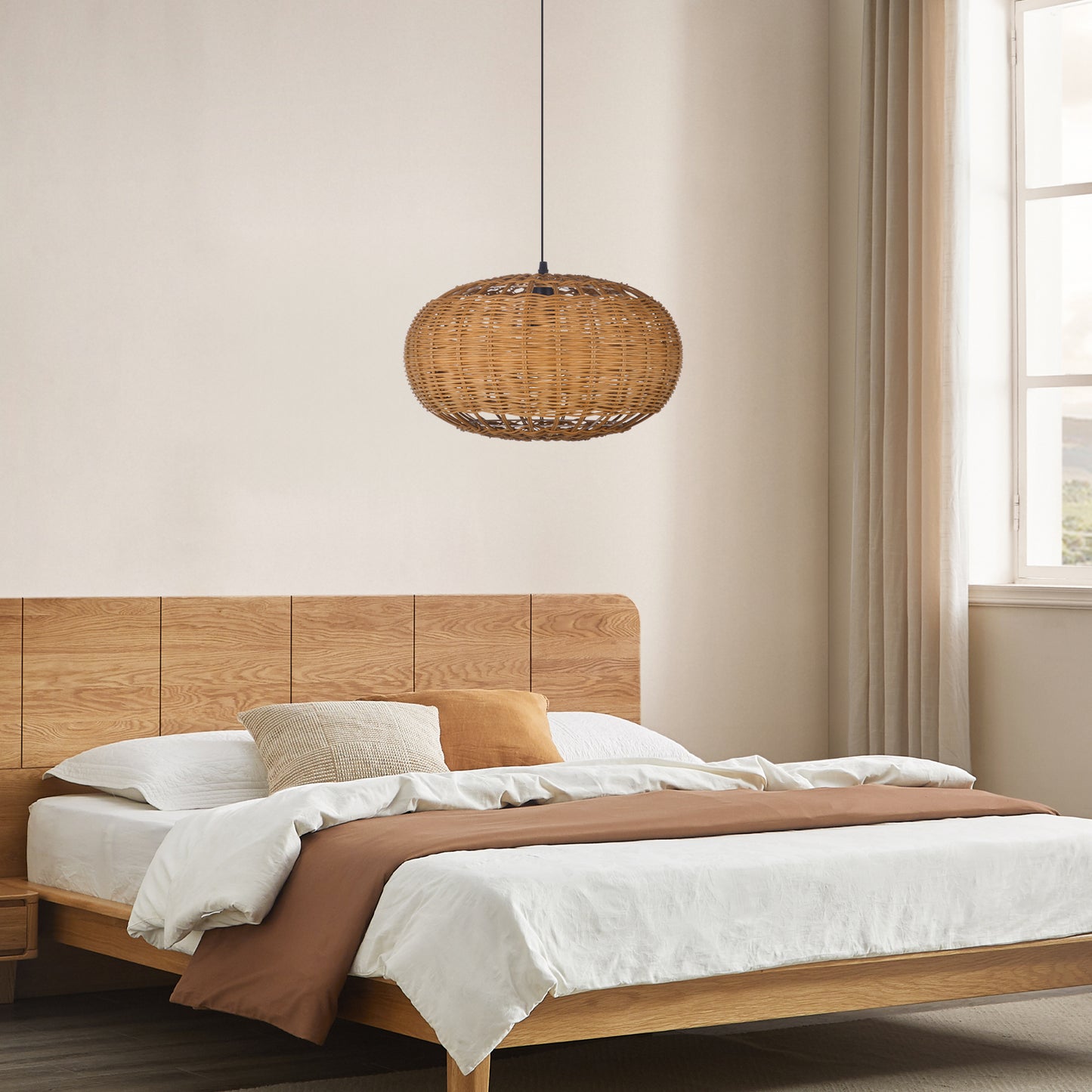 Rattan chandelier retro Japanese style wabi-sabi style bamboo pendant light
