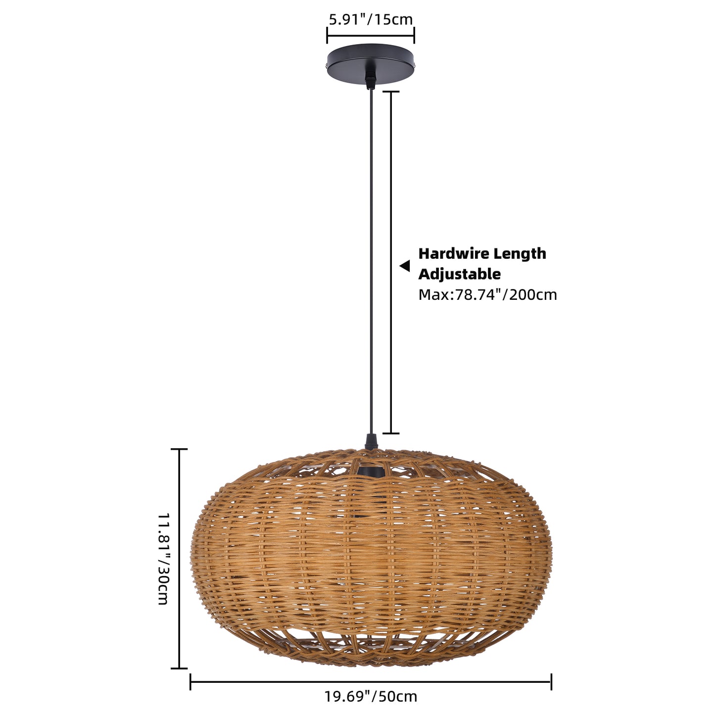 Rattan chandelier retro Japanese style wabi-sabi style bamboo pendant light