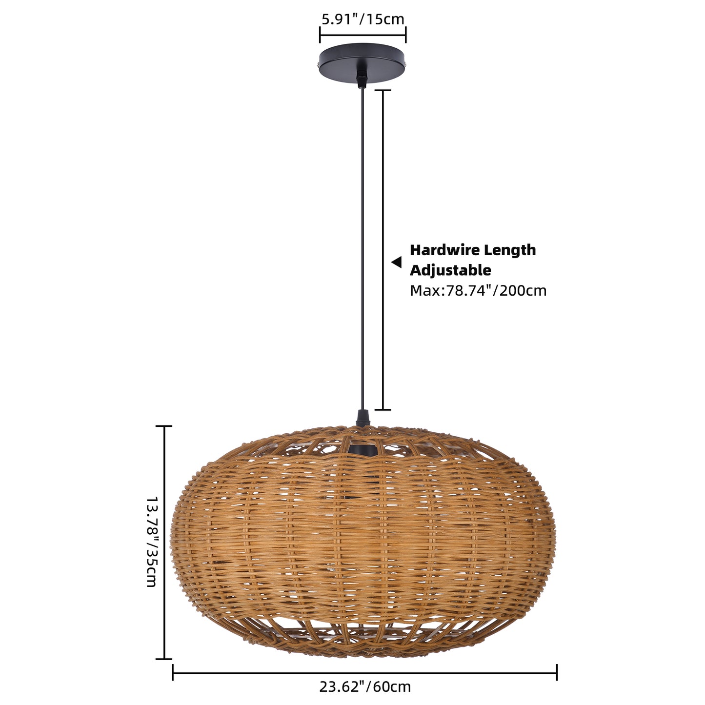 Rattan chandelier retro Japanese style wabi-sabi style bamboo pendant light