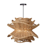 Load image into Gallery viewer, Flower Rattan Pendant Light, Wicker Lampshade Chandelier